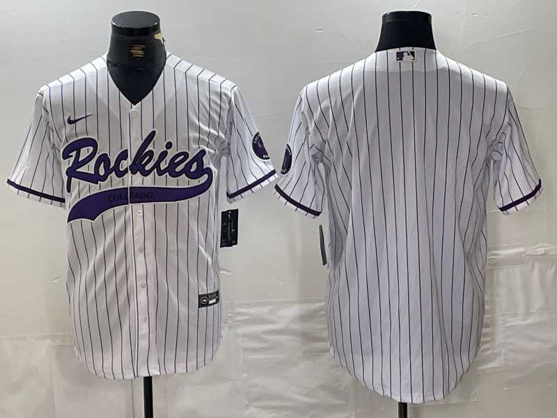 Men%27s Colorado Rockies Blank White With Patch Cool Base Stitched Baseball Jersey->houston astros->MLB Jersey